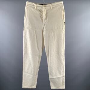 KAPITAL Size XL Cream Diamond Cotton Button Fly Casual Pants